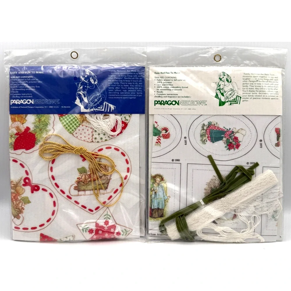 Lot 2 Paragon Holly Hobbie Sniff n Stuff Christmas Ornament Kit 6609 6508 Sealed